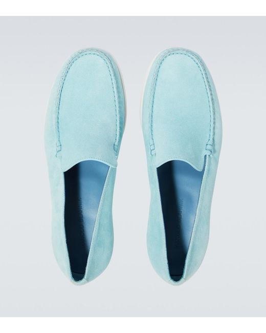 Manolo Blahnik Blue Monaco Suede Loafers for men