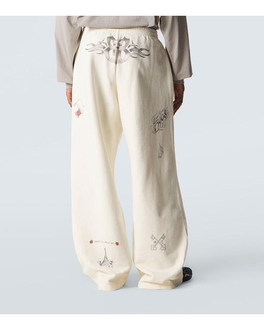 Balenciaga Natural Printed Cotton Fleece Sweatpants for men