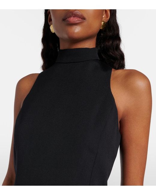 Balmain Black Pleated Virgin Wool Minidress