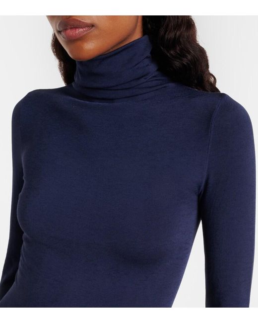 Wolford Blue Colorado Turtleneck Bodysuit