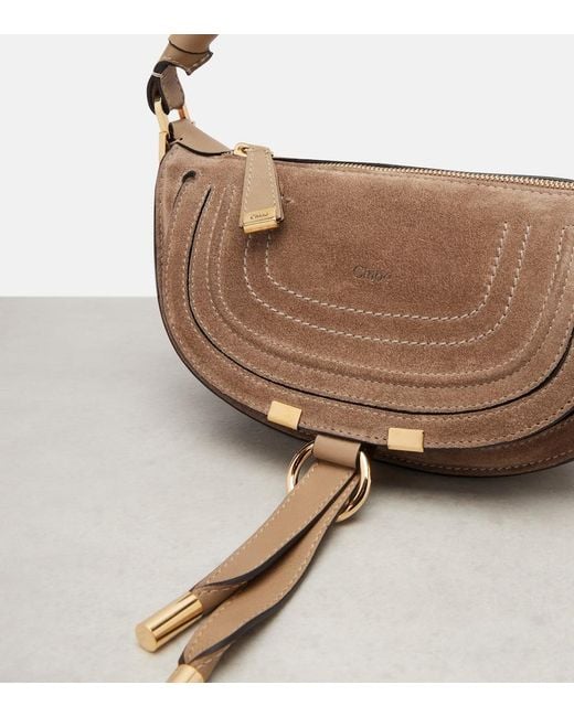 Chloé Brown Marcie Mini Suede Shoulder Bag