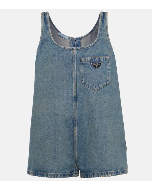 Mono en denim Prada de color Blue