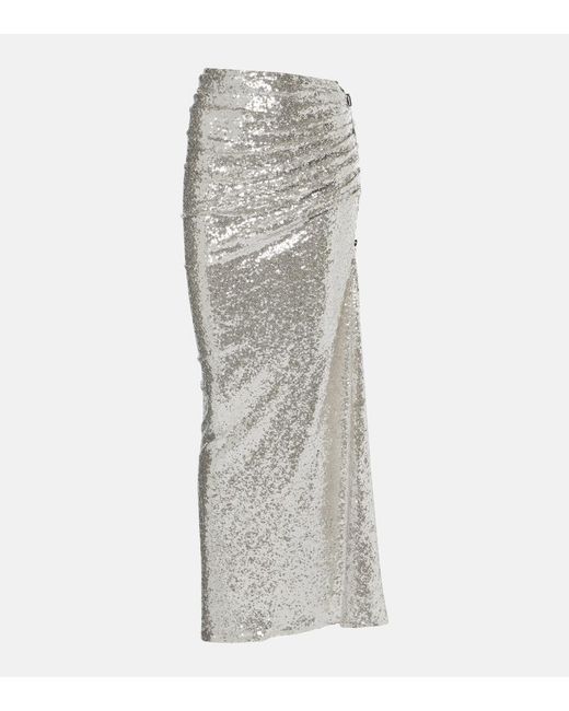 Maticevski Gray Luna Draped Sequined Maxi Skirt