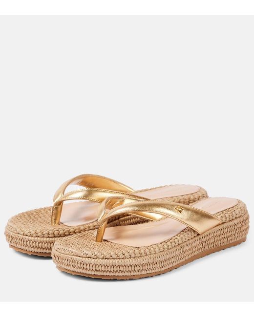 Gianvito Rossi Natural Leather Platform Espadrille Thong Sandals