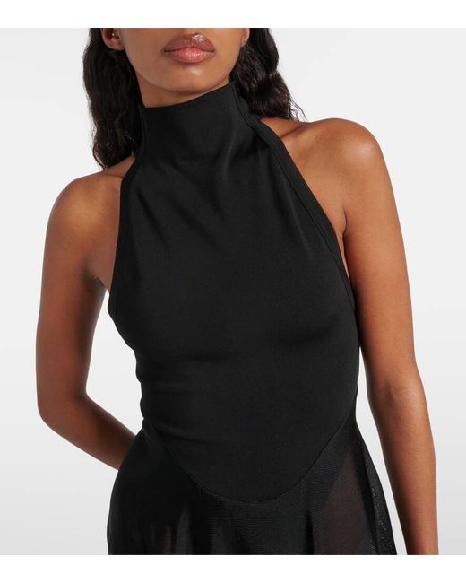 Alaïa Black Jersey And Mesh Minidress