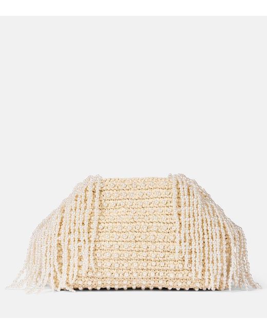 Self-Portrait Natural Verzierte Clutch Aus Raffiabast