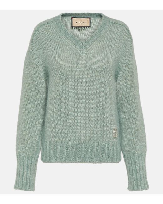 Gucci Green Interlocking G Mohair-blend Sweater
