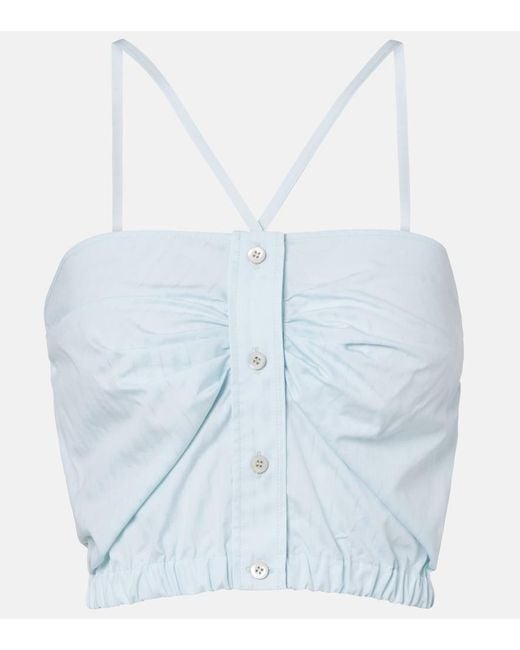 Prada Blue Cotton Poplin Top