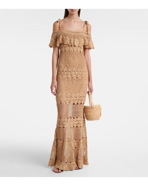 Anna Kosturova Natural Marianne Crochet Cotton Maxi Dress