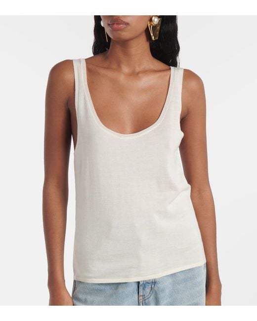 Saint Laurent White Wool, Cashmere And Silk-Blend Tank Top