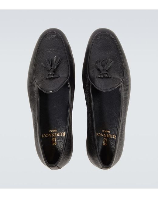 Rubinacci Black Marphy Leather Loafers for men