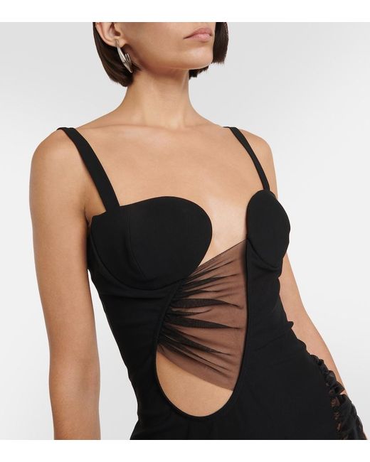 Nensi Dojaka Black Cutout Jersey Minidress
