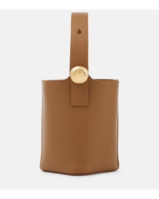 Loewe Brown Pebble Mini Leather Bucket Bag