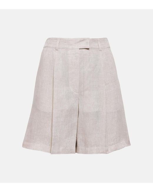 Brunello Cucinelli White Linen Shorts