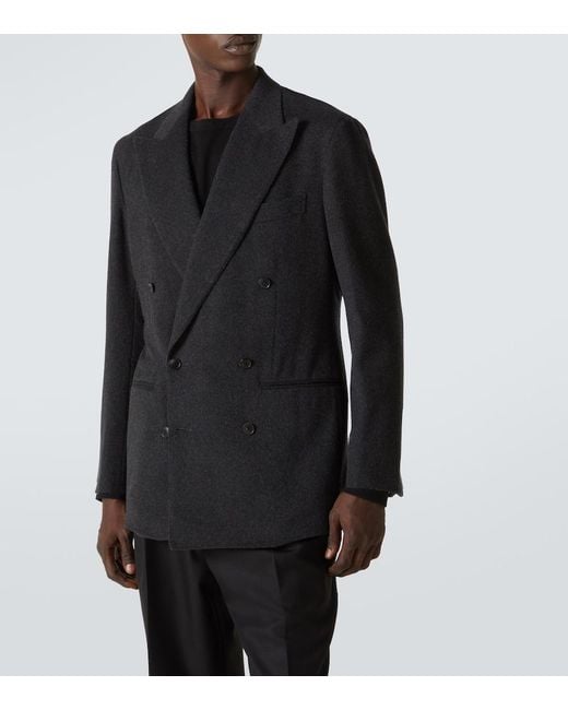 Saman Amel Blue Camel Hair Blazer for men