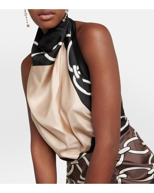 Valentino White Printed Silk Midi Dress