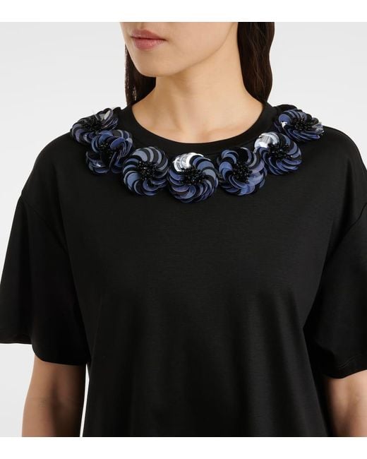 Max Mara Black Gennaio Embellished Jersey Top