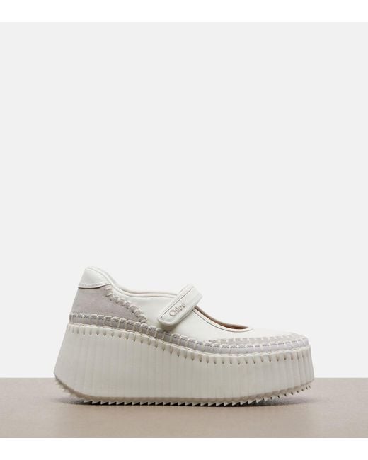Chloé White Nama Leather Platform Sneakers