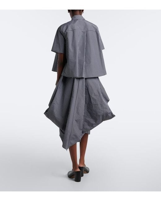 Loewe Gray Asymmetric Cotton-Blend Midi Skirt