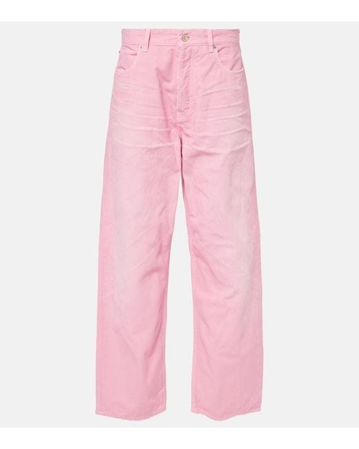 Balenciaga Pink High-Rise Wide-Leg Jeans
