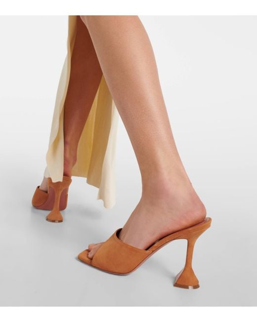 AMINA MUADDI Brown Lupita 95 Suede Mules