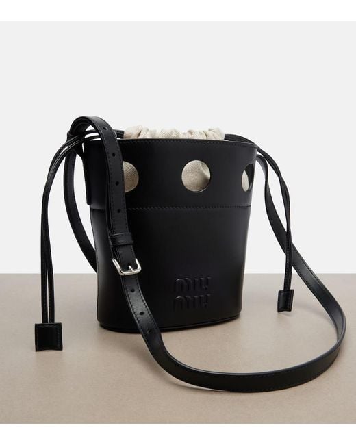 Miu Miu Black Leather Bucket Bag