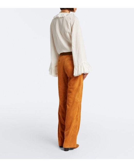 Ulla Johnson Orange Freja Suede Flared Pants