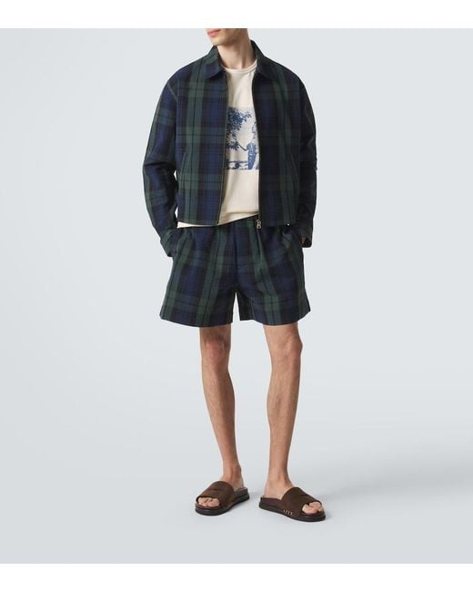 J.W. Anderson Blue Checked Cotton Seersucker Blouson Jacket for men