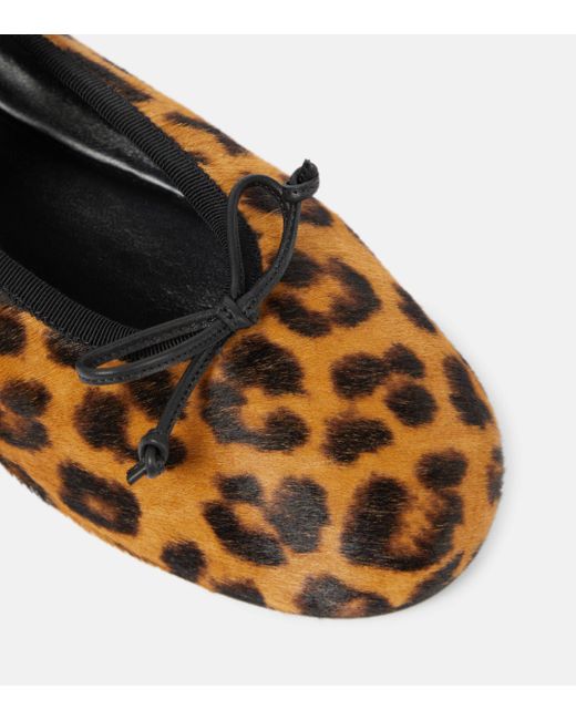 Miu Miu Brown Leopard-print Calf Hair Ballet Flats