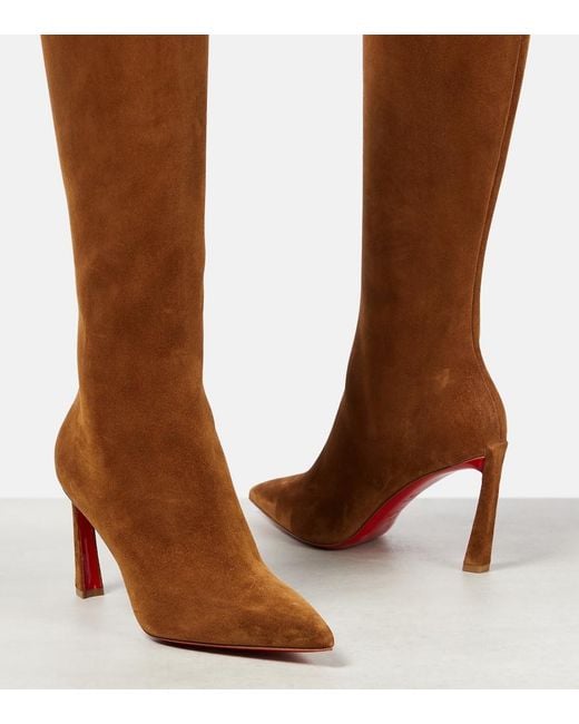 Christian Louboutin Brown Condora Botta 85 Suede Knee-High Boots