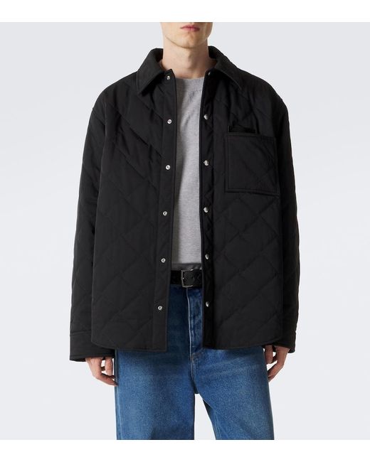 Bottega Veneta Black Intrecciato Quilted Cotton-Blend Overshirt for men