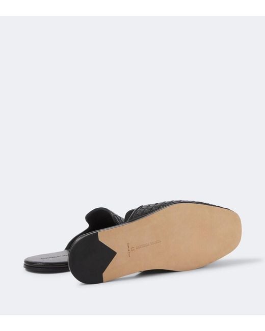 Bottega Veneta Black Palazzo Intrecciato Leather Mules for men