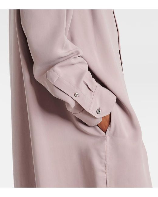 Y. Project Pink Turtleneck Mesh-Trimmed Shirt Dress