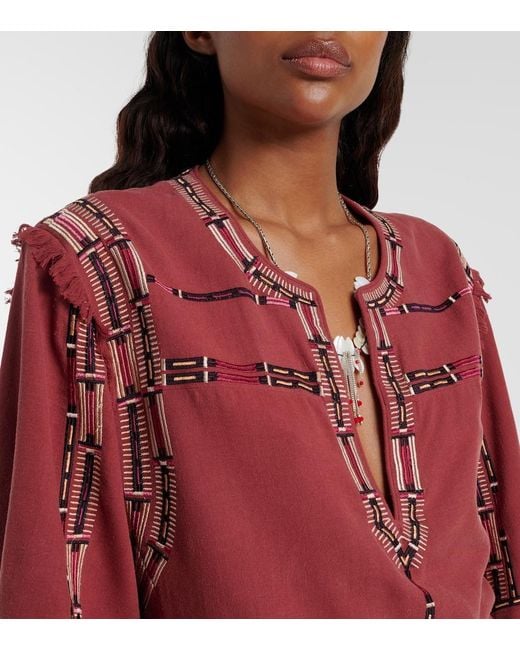 Isabel Marant Fiosa Embroidered Silk Blouse