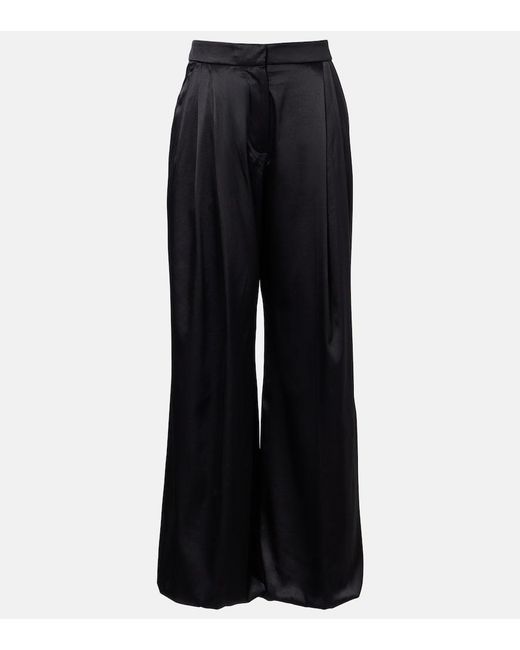 Nina Ricci Black Silk-Blend Satin Wide-Leg Pants