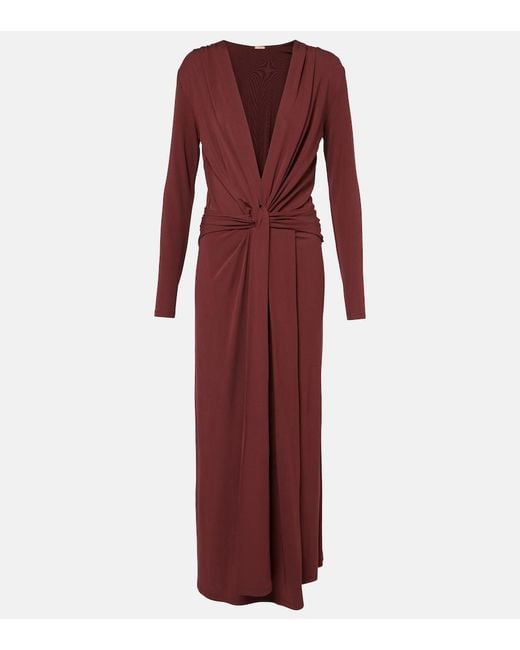 Johanna Ortiz Red Finding Yourself Draped Jersey Maxi Dress