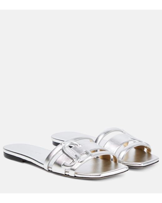 Jimmy Choo Laran Metallic Leather Sandals in White | Lyst