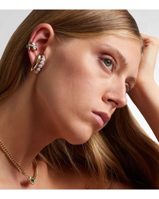 YEPREM Metallic Whisper 18Kt Ear Cuff With Diamonds
