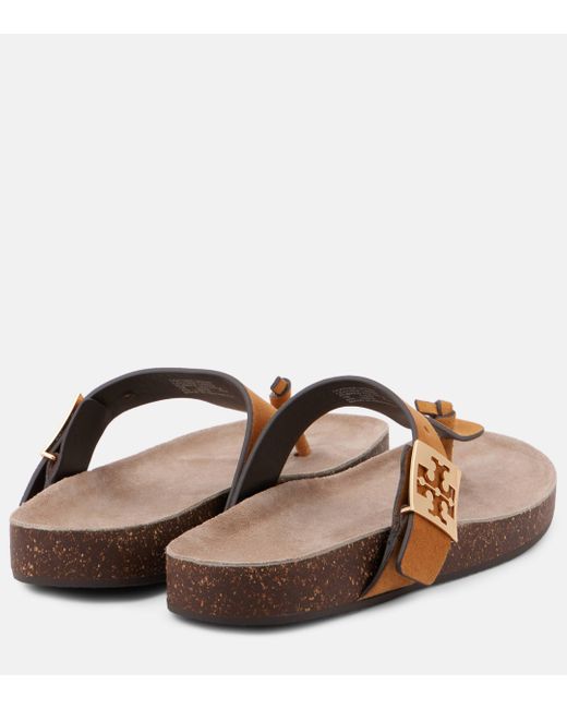 Tory Burch Brown Mellow Suede Thong Sandals