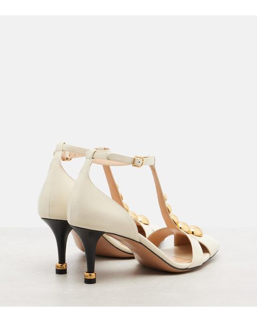 Chloé Natural Cleia Embellished Leather Pumps
