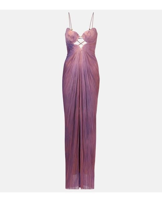 Maria Lucia Hohan Purple Elsa Cutout Silk Tulle Gown