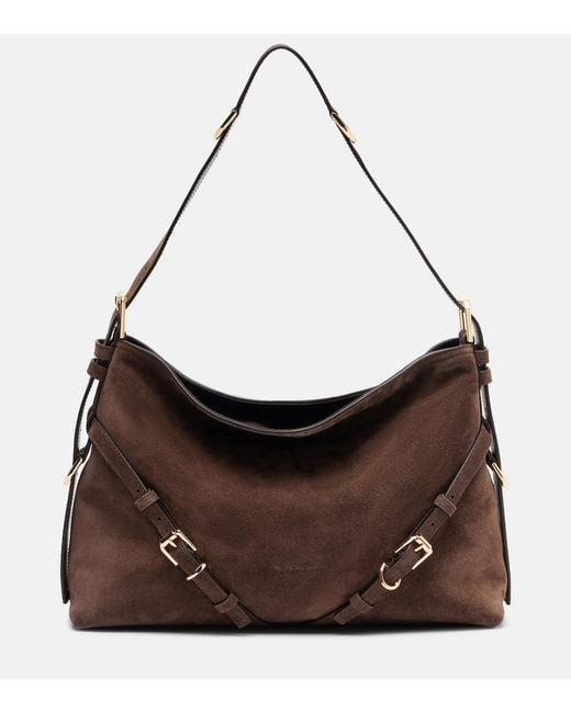 Givenchy Brown Voyou Medium Suede Shoulder Bag