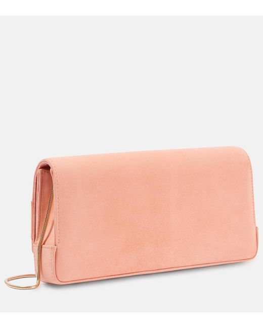 Manolo Blahnik Pink Maygot Suede Clutch