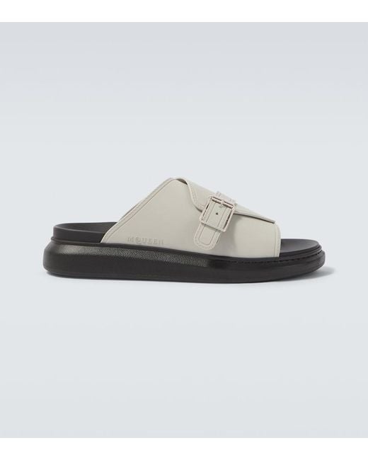 McQueen Gray Hybrid Slides for men