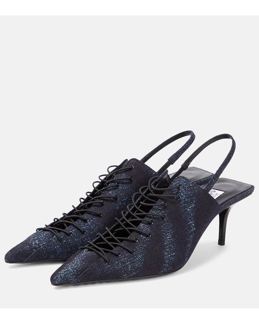 Jimmy Choo Blue 'X Jean Paul Gaultier Corset Slingback Pumps
