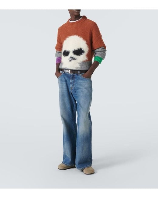 ERL Blue Mid-Rise Flared Jeans for men