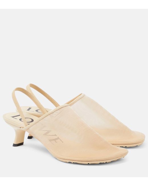 Loewe Natural Petal 45 Mesh Slingback Pumps