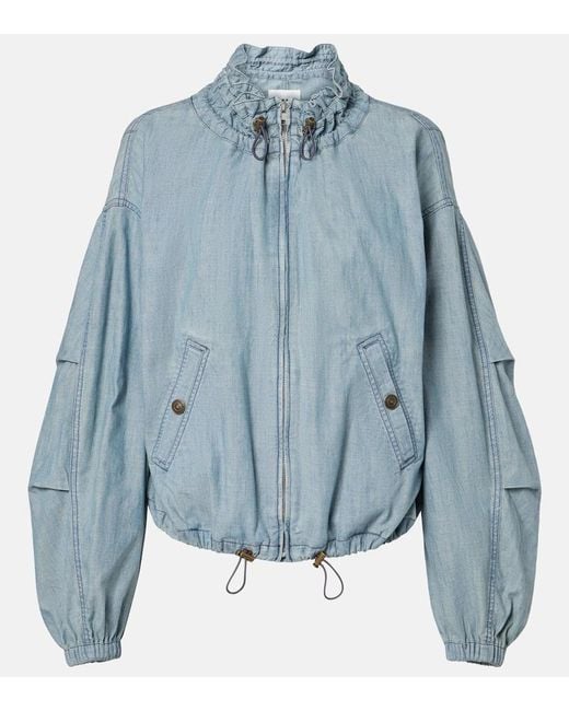 Isabel Marant Blue Plume Chambray Bomber Jacket