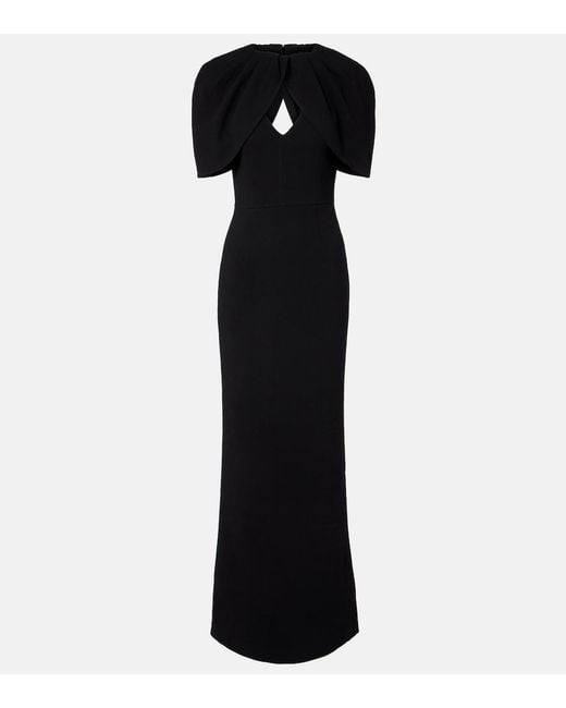 Rebecca Vallance Black Cameron Caped Crepe Gown