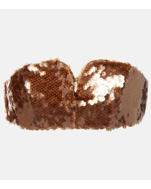 Blazé Milano Brown Sequined Bra Top